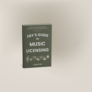 Book titled 'Fry's Guide to Music Licensing' by John Fry on a light gray background