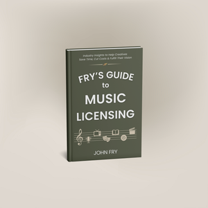 Book titled 'Fry's Guide to Music Licensing' by John Fry on a light gray background